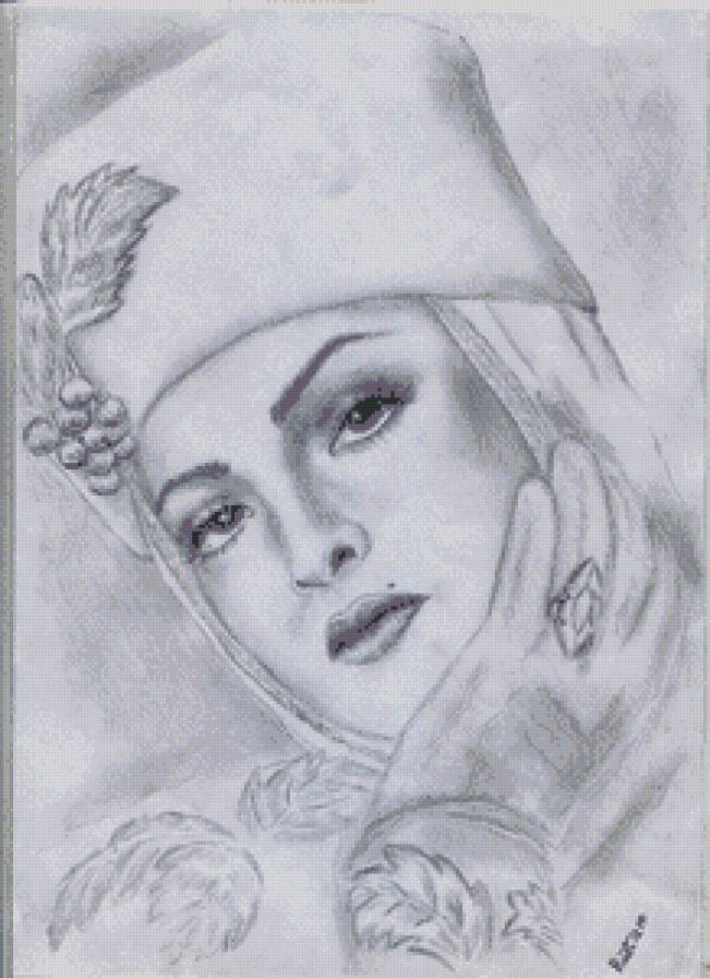 Рисунок1 - портрет, карандаш, девушка, актриса - предпросмотр