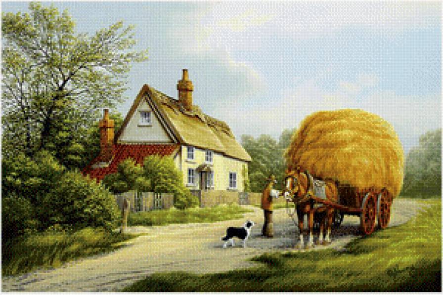 летний пейзаж - лето, дом, природа - предпросмотр