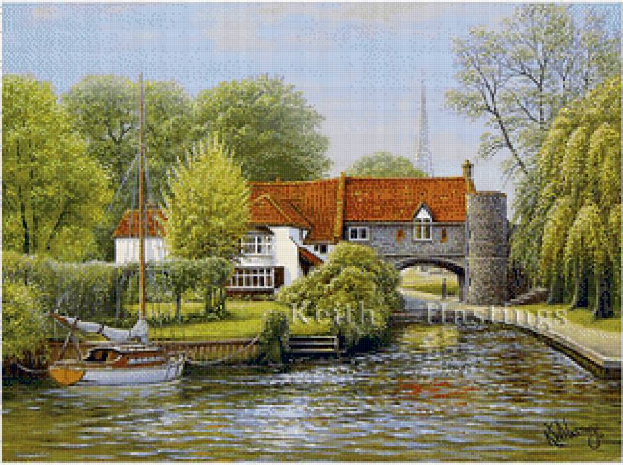 дом у реки - лето, дом, природа, вода, деревья - предпросмотр