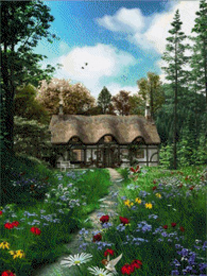 сказочный домик - пейзаж, сказка, природа, дом, лес - предпросмотр