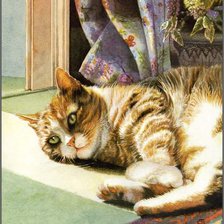 Оригинал схемы вышивки «Кошка на окошке» (№459612)