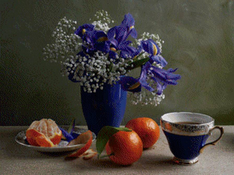 Ирисы - натюрморт, букет, цветы - предпросмотр