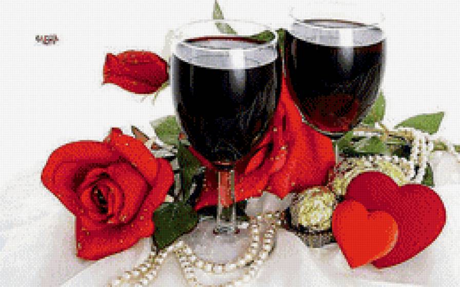 бокал вина и розы - предпросмотр