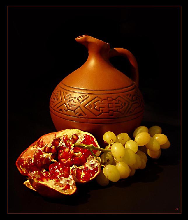 Грузинский натюрморт - фрукты, натюрморт, вино - оригинал