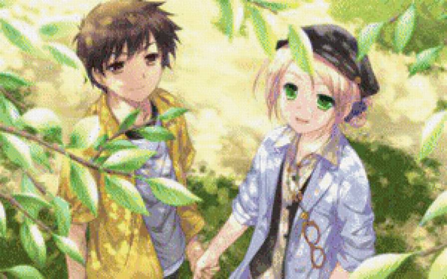 прогулка в парке - влюбленные, романтика, аниме - предпросмотр