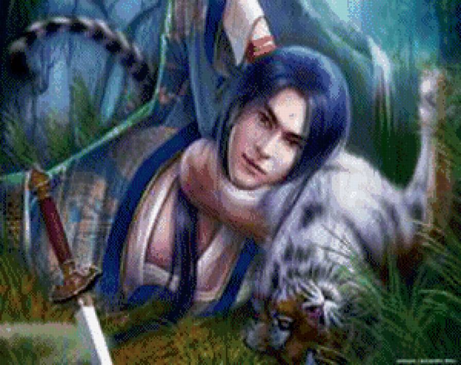 друзья - фэнтези, тигренок, мужчина - предпросмотр