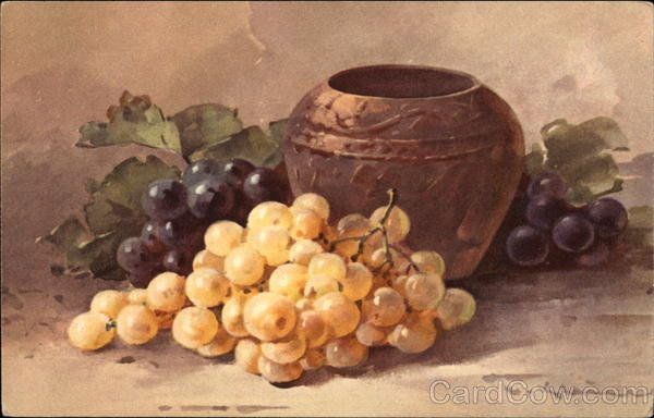 Still Life of Grapes and Pottery Vase - оригинал