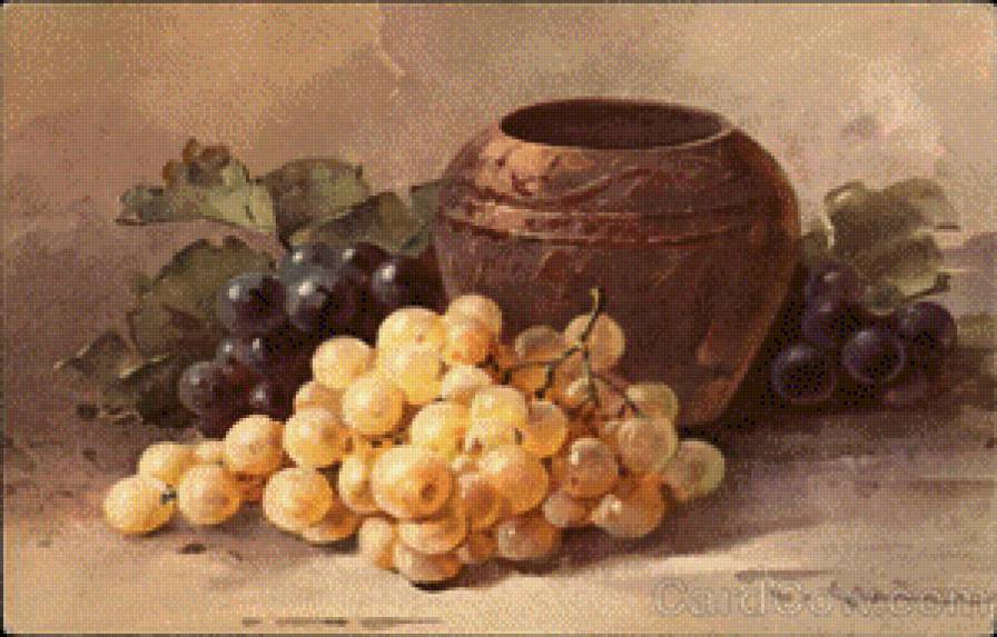 Still Life of Grapes and Pottery Vase - предпросмотр