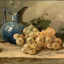 Схема вышивки «Golden Grapes beside Blue Pitcher»