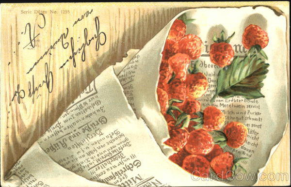 Bouquet of strawberries wrapped in newspaper - оригинал