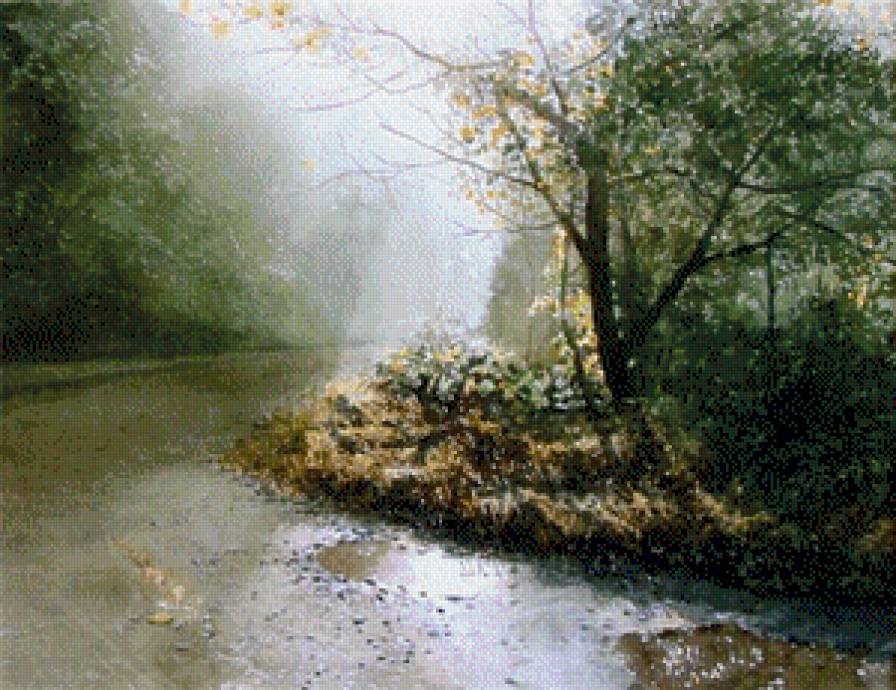 Времена года. Осень. - природа, после дождя, пейзаж, осень, деревья, дорога - предпросмотр