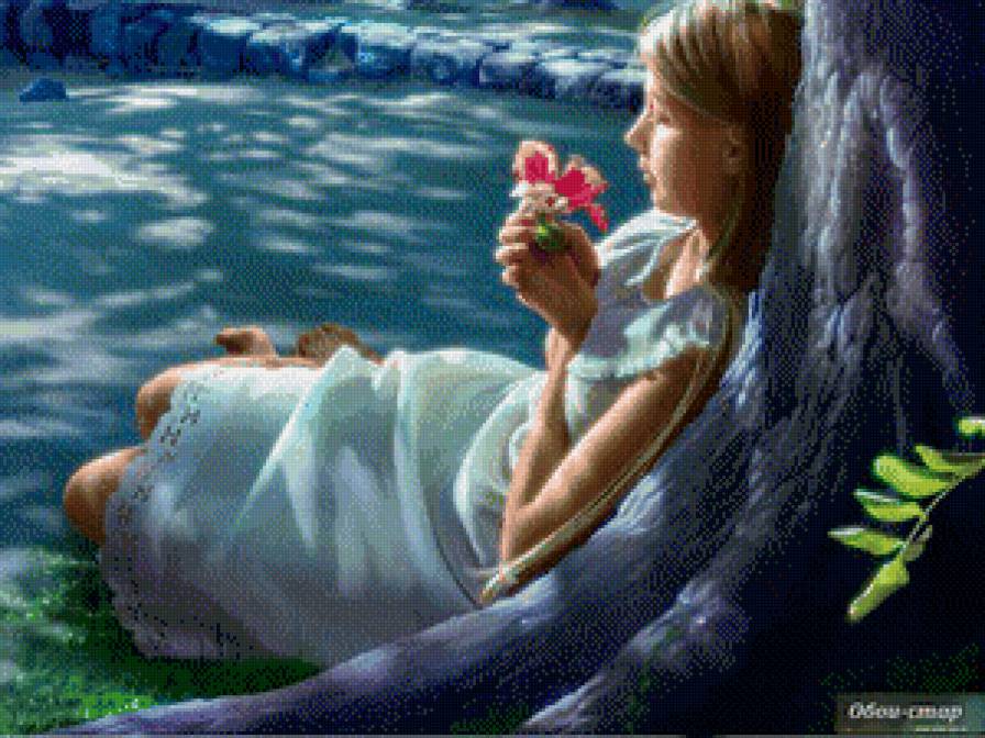 блаженство - девочка, фэнтези, цветок - предпросмотр