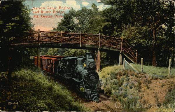Narrow Gauge Engine and Rustic Bridge, Mt. Gretna Park - оригинал