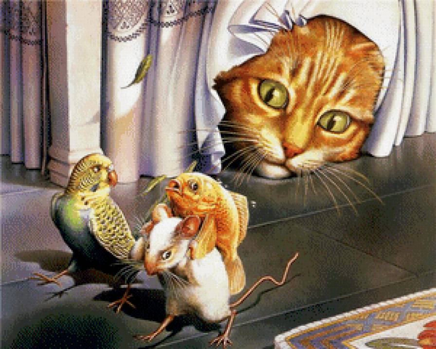 Хищница - животные, мыши, кошки, птицы, попугаи - предпросмотр