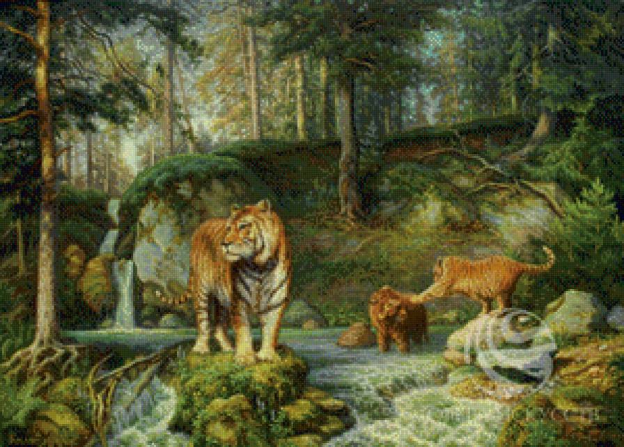 Тигры купаются - предпросмотр