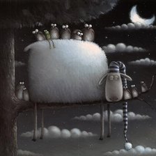 Схема вышивки «Овечка и совы»