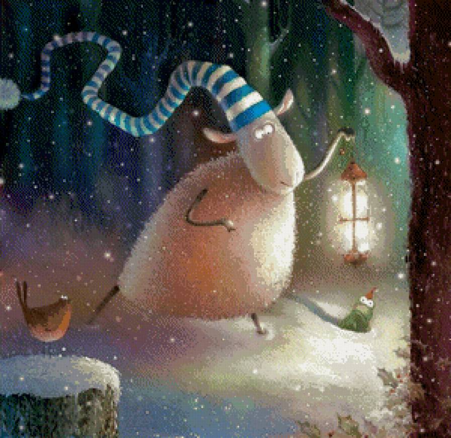 Овца с фонариком (Гамма) - ночь, овечка, rob scotton - предпросмотр