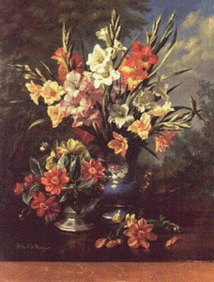 №461984 - натюрморт, живопись, цветы, albert williams, букет - предпросмотр