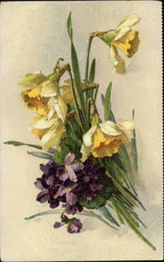Bouquet of Daffodils and Violets - предпросмотр