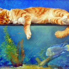 Схема вышивки «Ленивый кот»