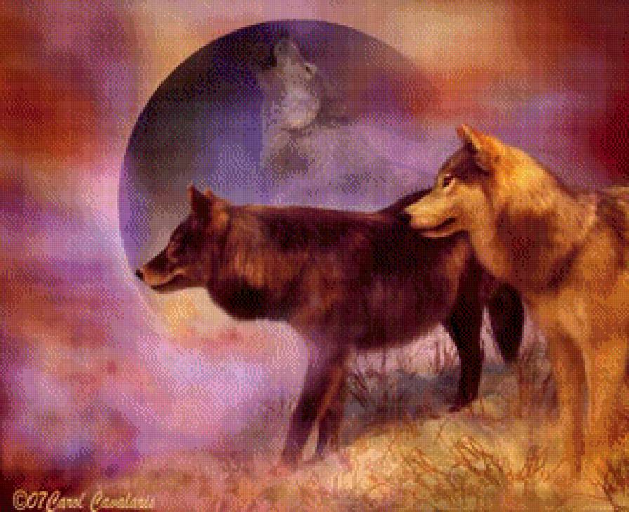Серия "Волки" - животные, луна, волки, пейзаж - предпросмотр