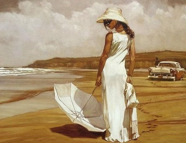 девушка с зонтом - оригинал