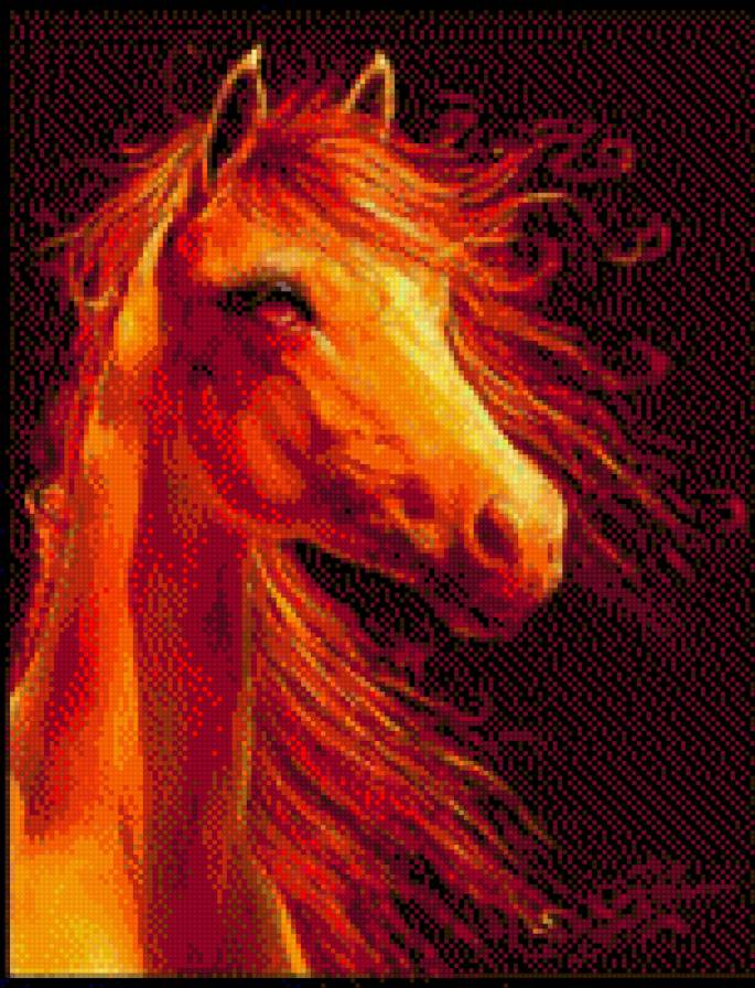 огненный единорог - фэнтези, единорог, лошадь, животное - предпросмотр