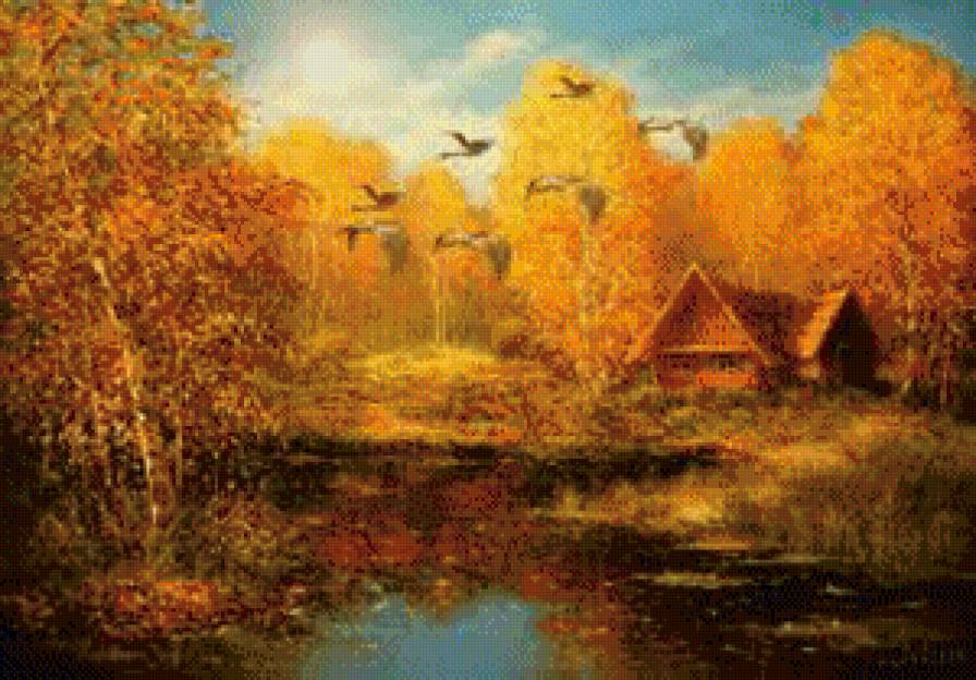 Золотая осень - деревня, осень, пейзаж, село - предпросмотр