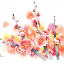 Японская цветочная акварель