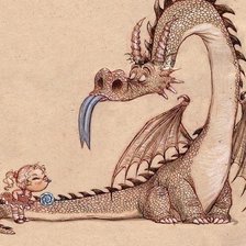 Оригинал схемы вышивки «Девочка с драконом» (№463106)