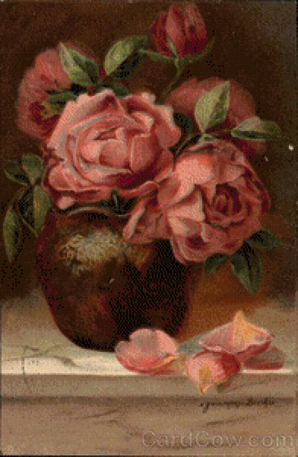 Pink Flowers in Vase - предпросмотр