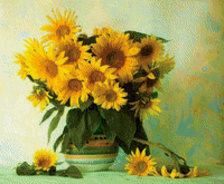 подсолнухи Настроение - ваза, цветы, натюрморт - предпросмотр