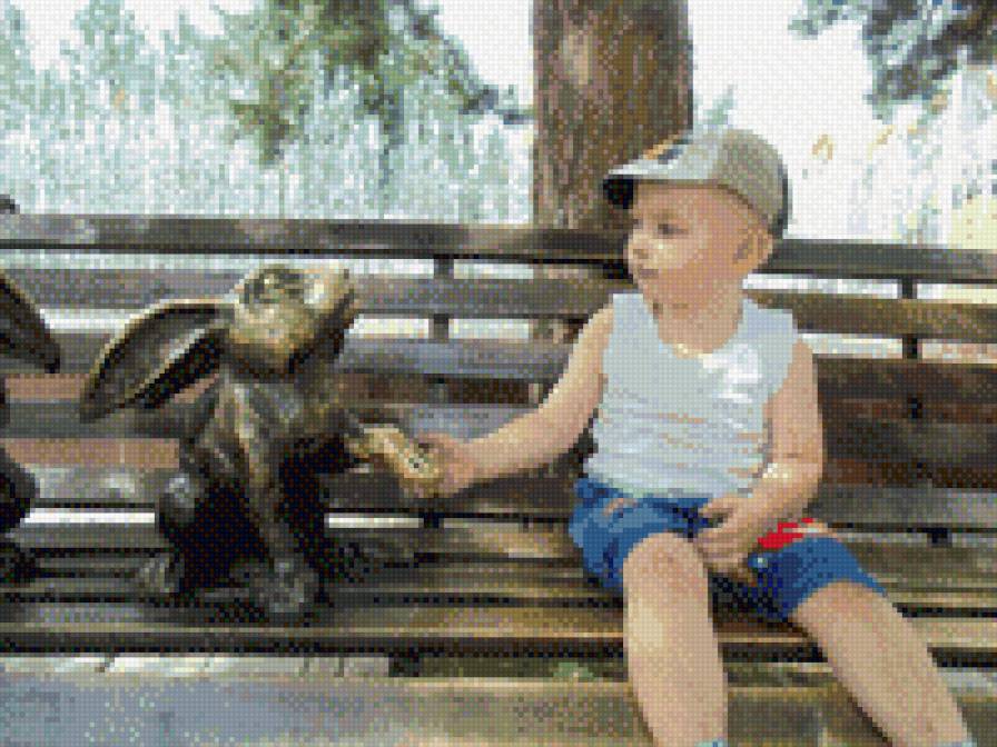 Сынок с зайцем - дети - предпросмотр