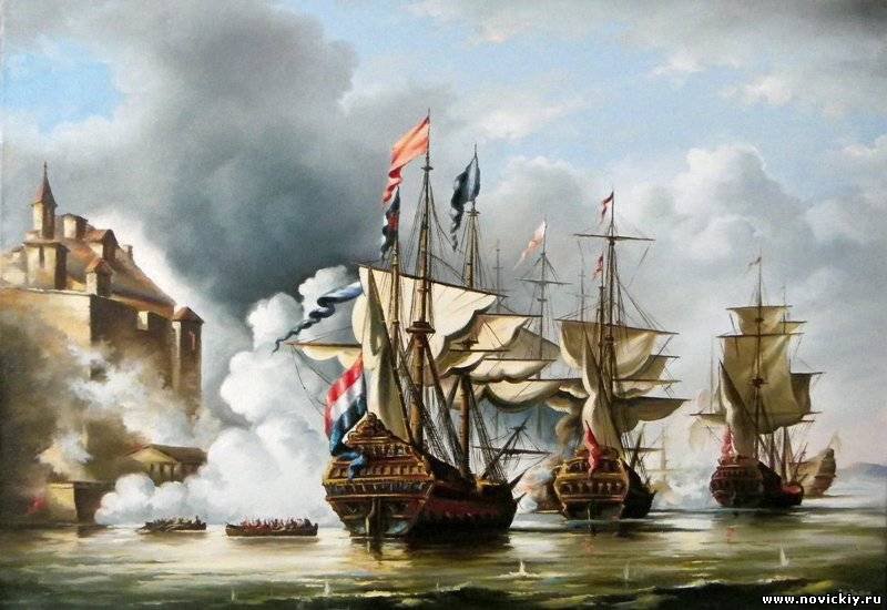 морской бой - живопись - оригинал