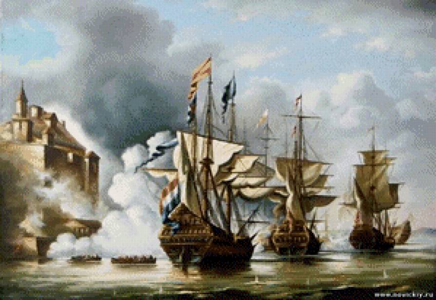 морской бой - живопись - предпросмотр