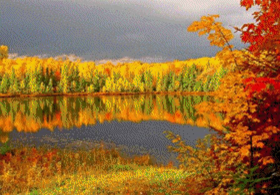 осень - деревья, река, осень - предпросмотр