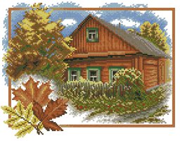 Домик в деревне,Осень - пейзаж, домик - оригинал
