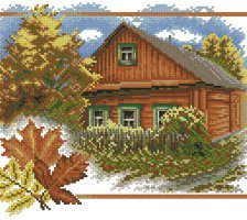 Схема вышивки «Домик в деревне,Осень»