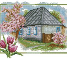 Оригинал схемы вышивки «Домик в деревне,Весна» (№464709)