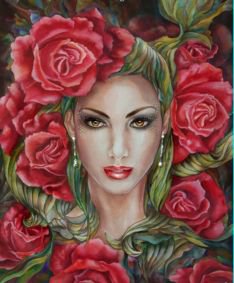 Девушка в розах - красавица, дама, цветы, девушка - оригинал