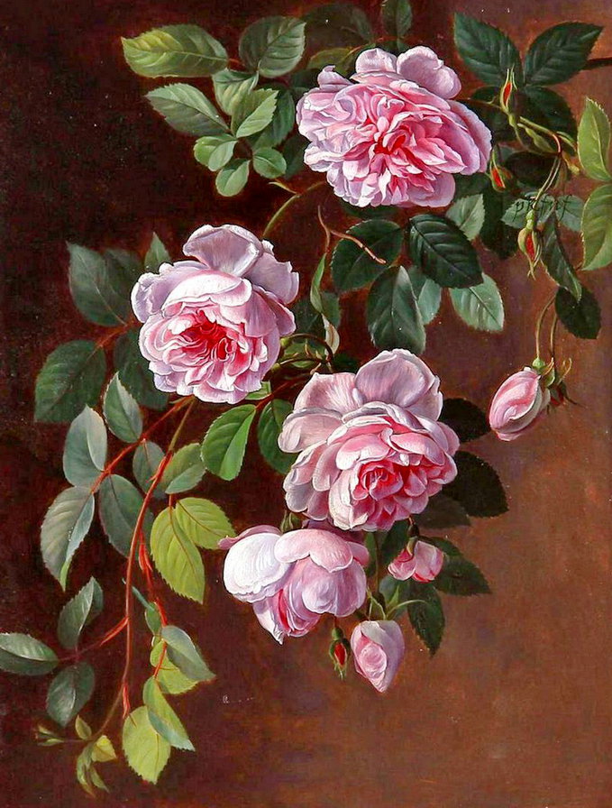 розы - картина, куст, цветы, роза, живопись - оригинал