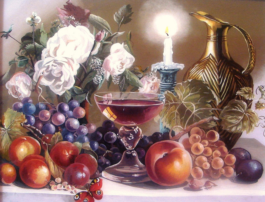 Натюрморт со свечей - натюрморт - оригинал