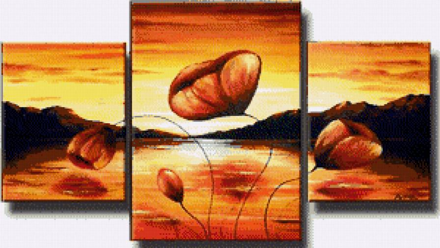 Маки - триптих - предпросмотр