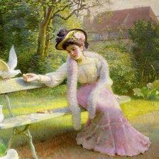 Схема вышивки «Кормление голубей»