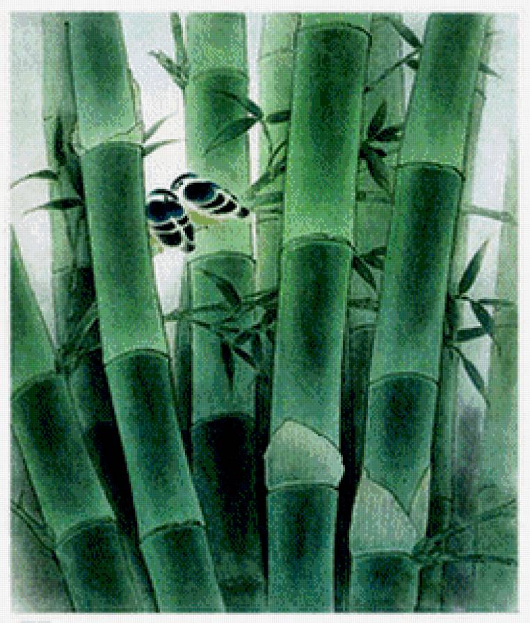 триптих восток часть 3 - лотос, бамбук, живопись, птицы, китай - предпросмотр