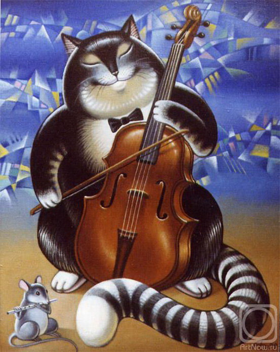 Кот-музыкант - приколы, кот, животные - оригинал