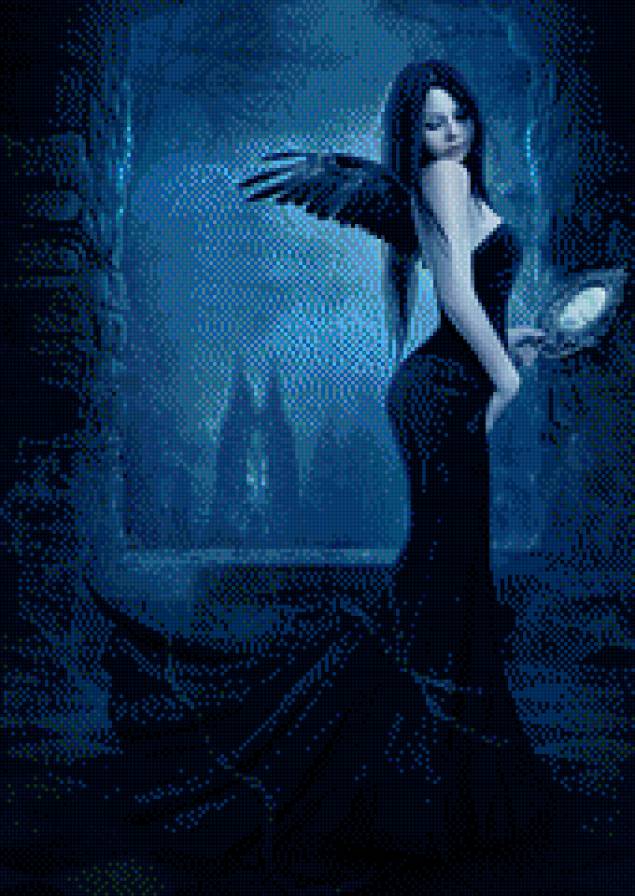 темный ангел - девушка, крылья, зерколо, ангел - предпросмотр