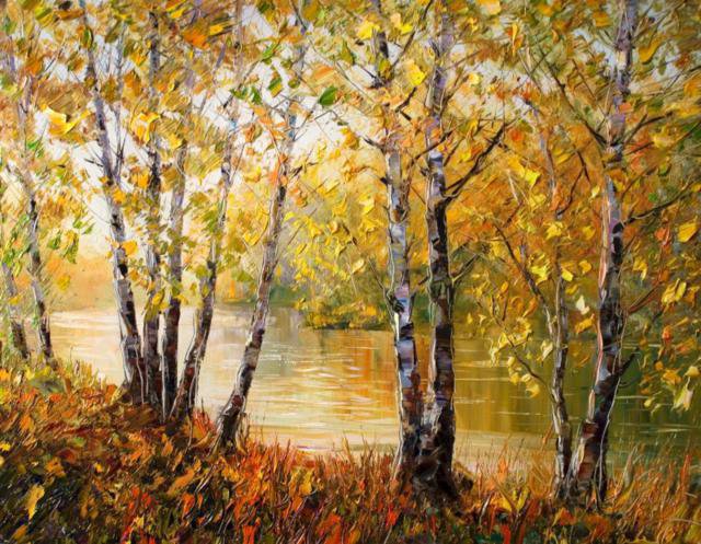 Берёзки - осенний пейзаж, лес, березы, осень - оригинал