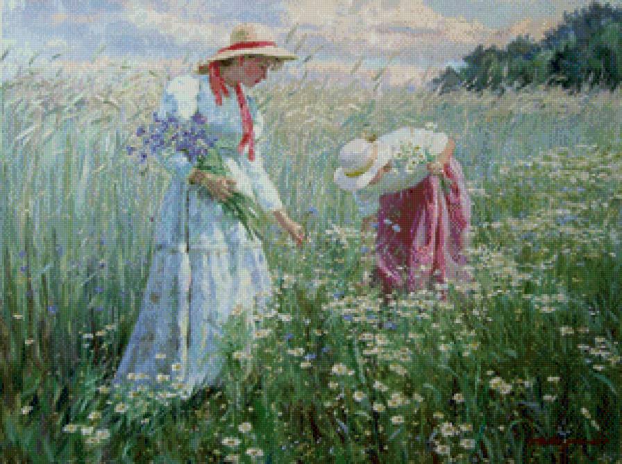 На лугу - лето, пейзаж, девушки - предпросмотр