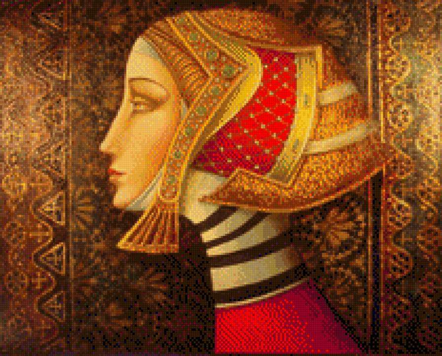 девушка средневековья - девушка, живопись - предпросмотр